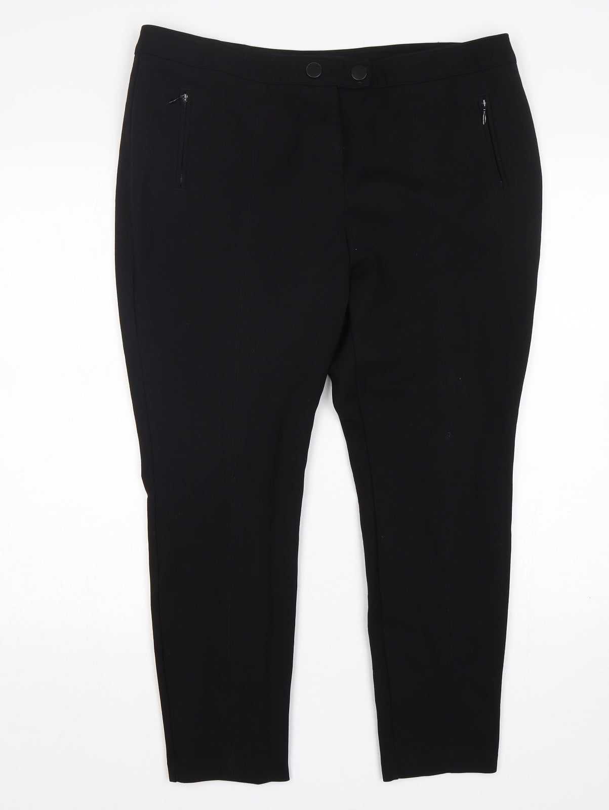 NEXT Womens Black  Viscose Trousers  Size 16 L26 in Slim