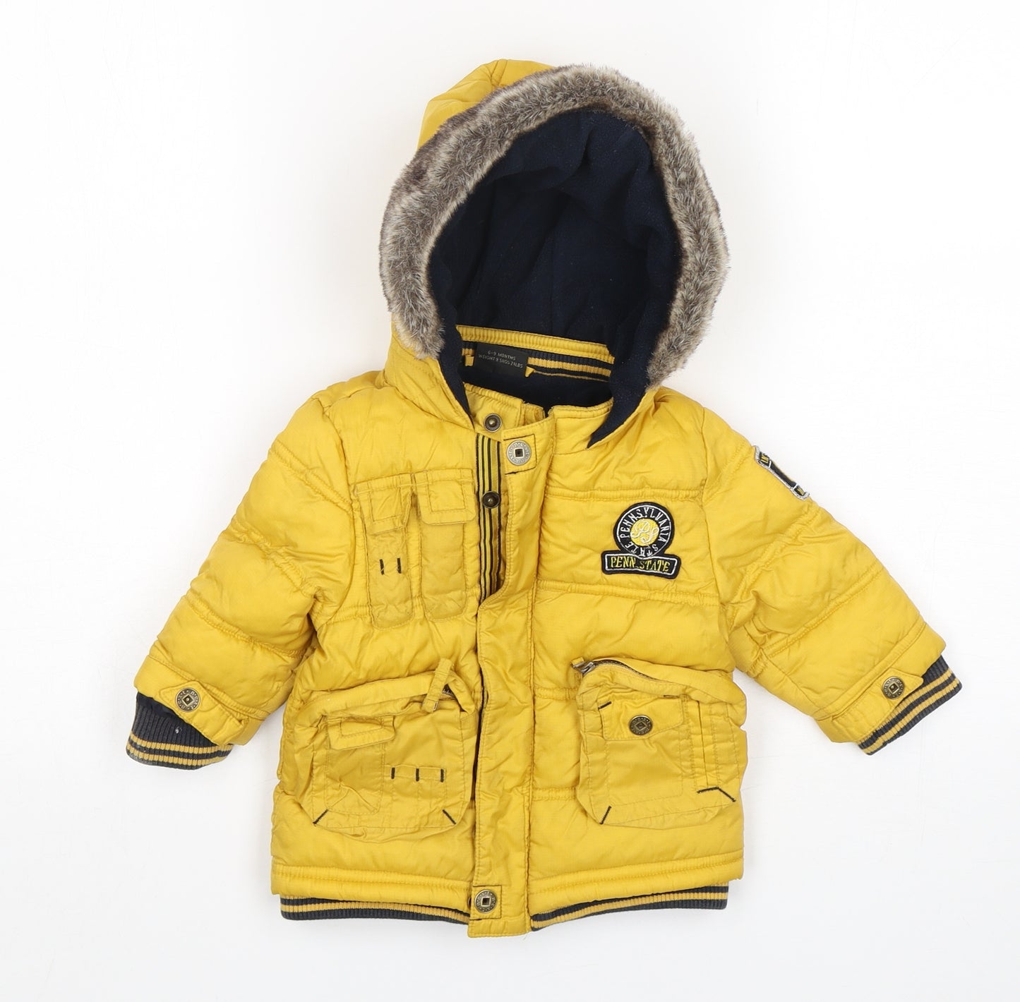 NEXT Boys Yellow   Parka Coat Size 6-9 Months