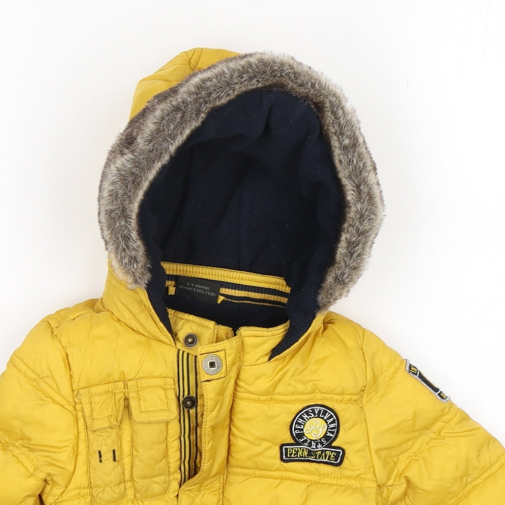 NEXT Boys Yellow   Parka Coat Size 6-9 Months