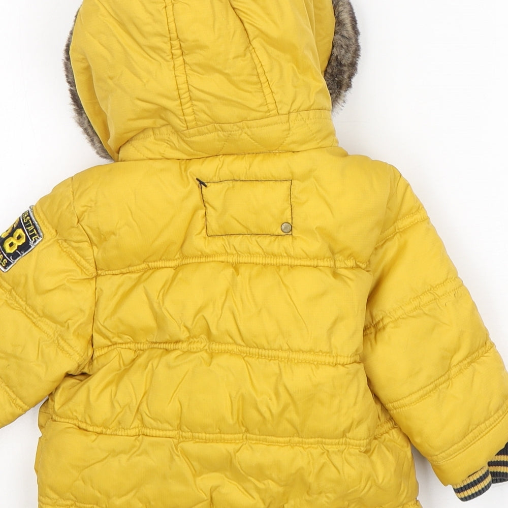 NEXT Boys Yellow   Parka Coat Size 6-9 Months