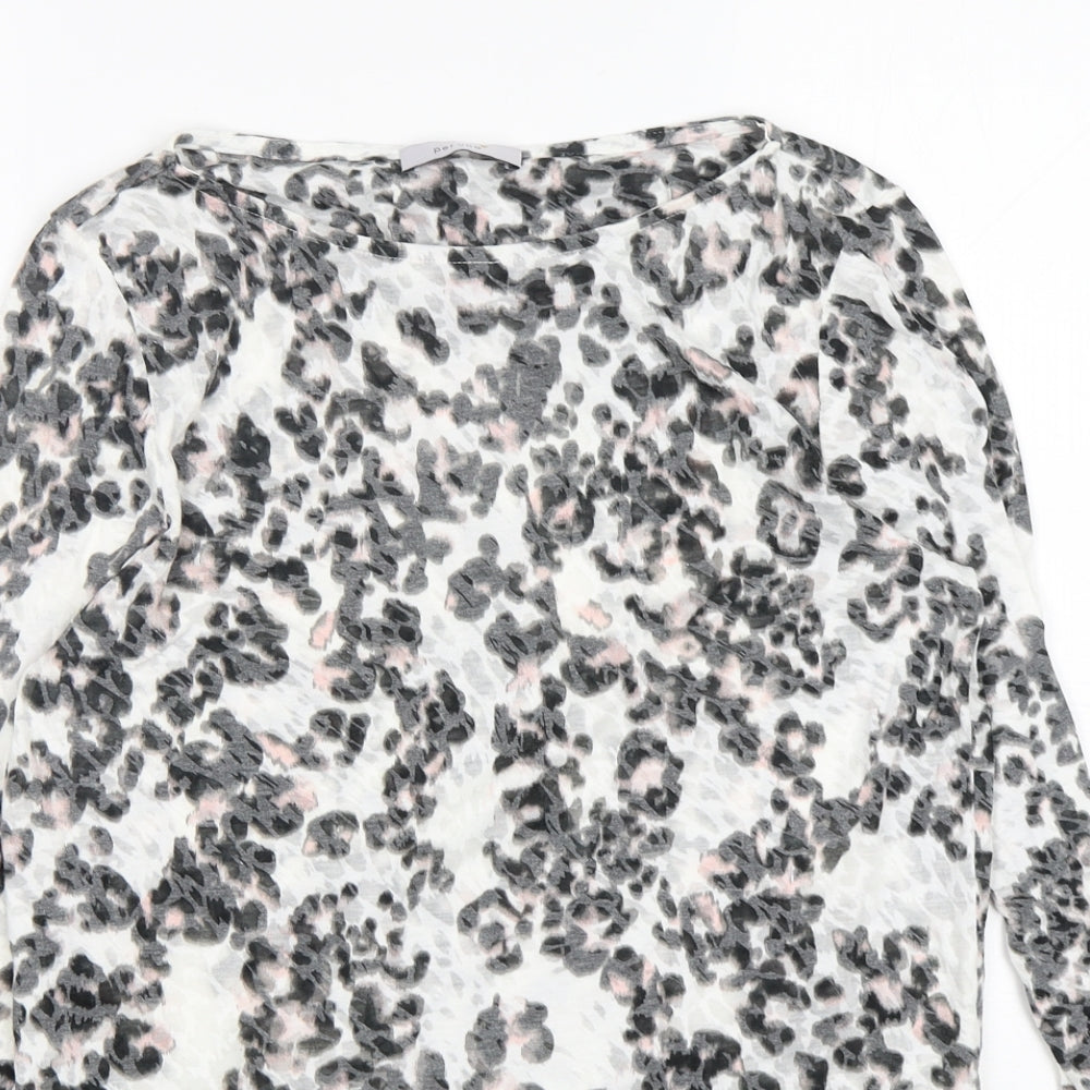 M&S Womens Multicoloured Animal Print Polyester Basic T-Shirt Size 12 Round Neck