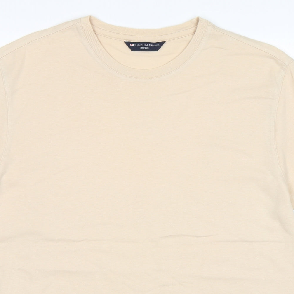 Blue Harbour Mens Beige  Cotton  T-Shirt Size M Round Neck