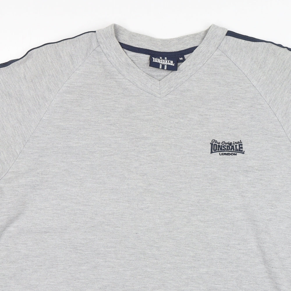 Lonsdale Mens Grey  Polyester  T-Shirt Size M Round Neck
