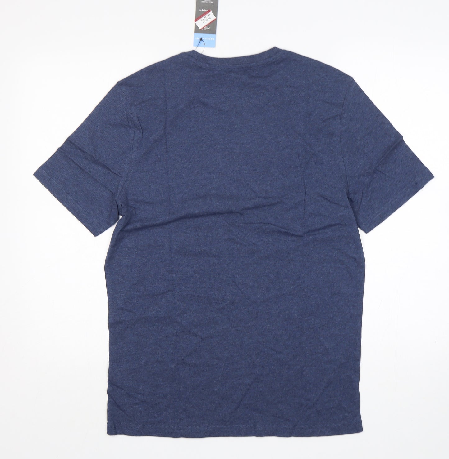 M&S Mens Blue  Cotton  T-Shirt Size S Round Neck