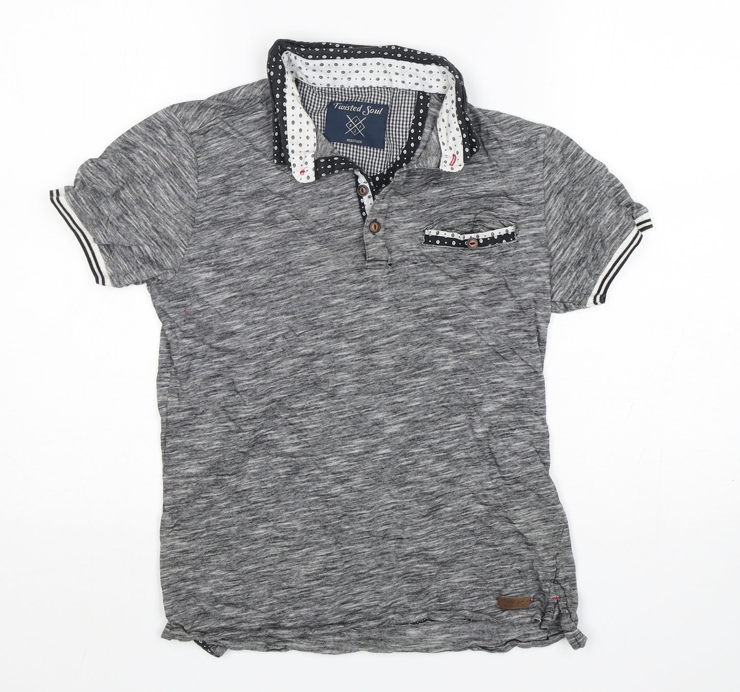 Twisted Soul Mens Grey  Cotton  Polo Size XS Collared