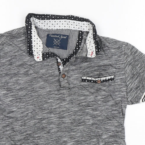 Twisted Soul Mens Grey  Cotton  Polo Size XS Collared