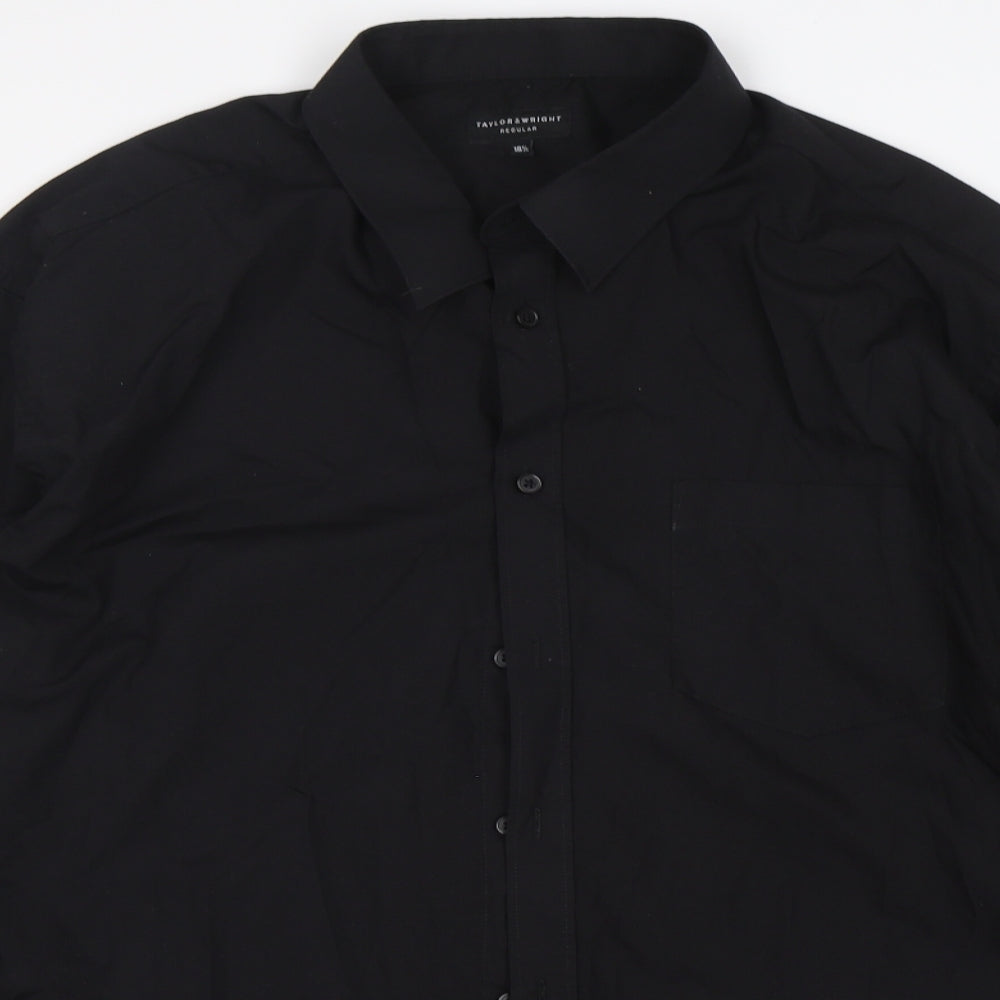 Taylor & Wright Mens Black  Polyester  Dress Shirt Size 18.5 Collared