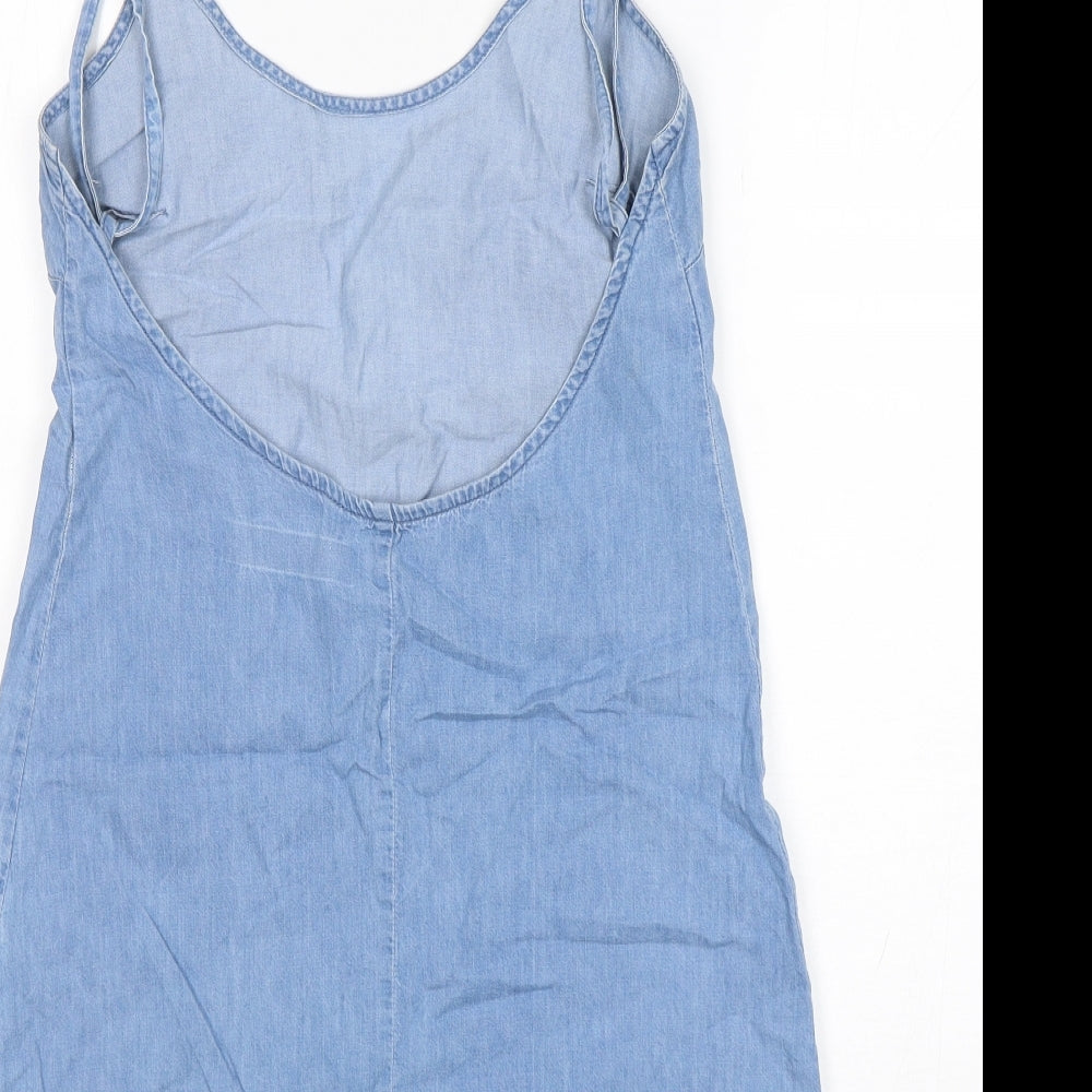 ASOS Womens Blue  Cotton Basic Tank Size 8 Round Neck
