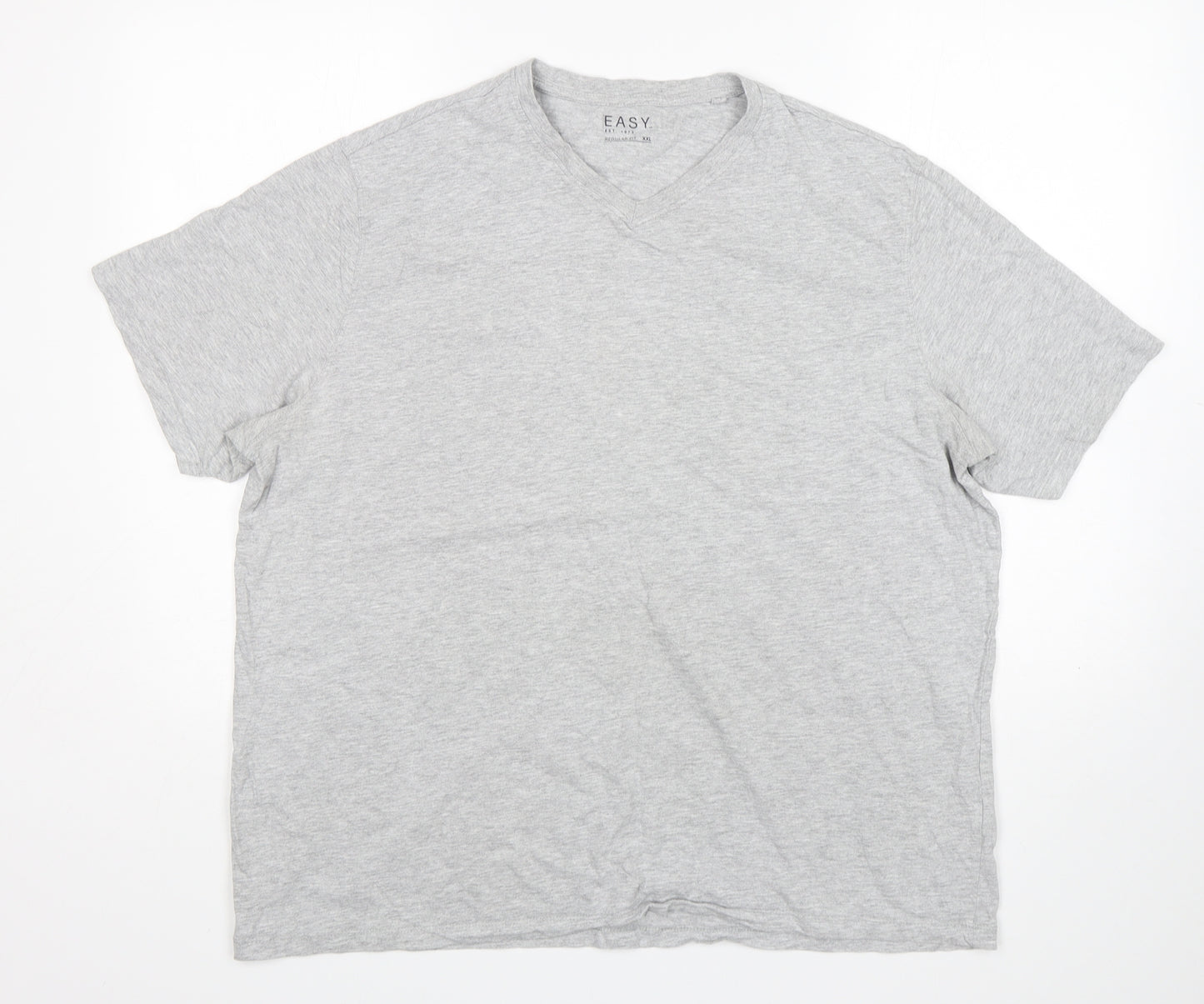 Easy Mens Grey  Cotton  T-Shirt Size 2XL V-Neck