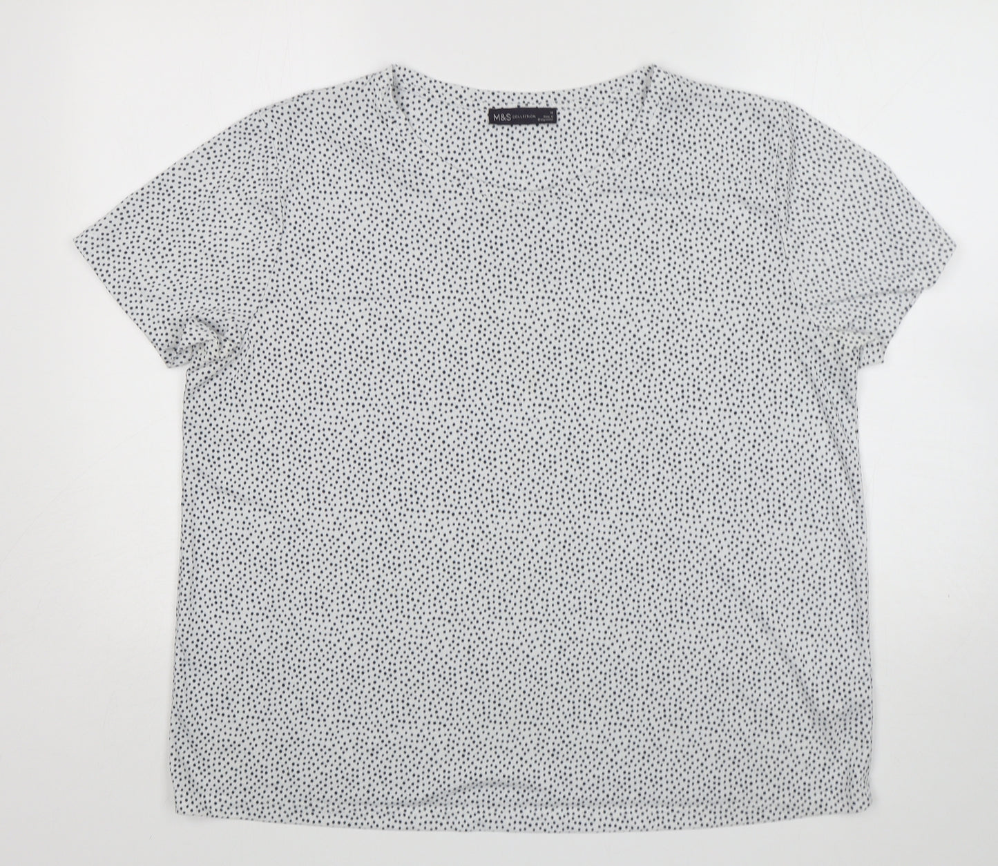M&S Womens Multicoloured Polka Dot Polyester Basic T-Shirt Size 18 Round Neck