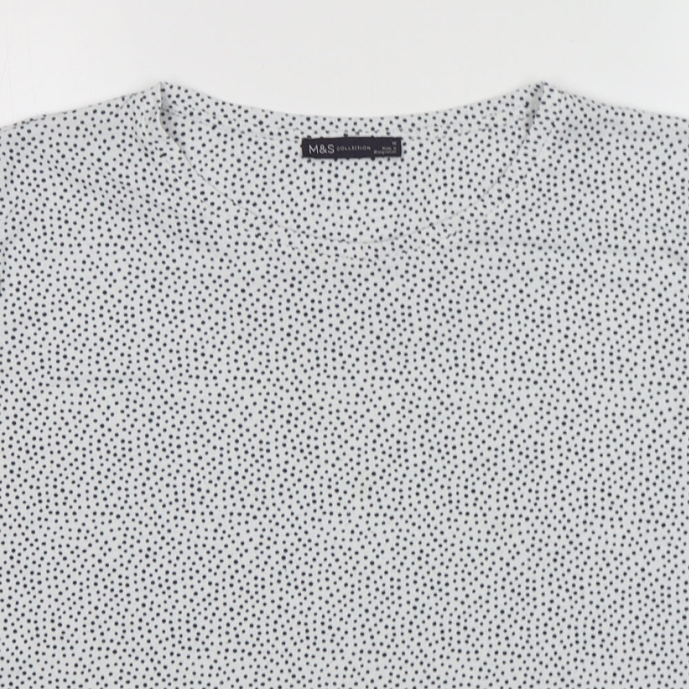 M&S Womens Multicoloured Polka Dot Polyester Basic T-Shirt Size 18 Round Neck