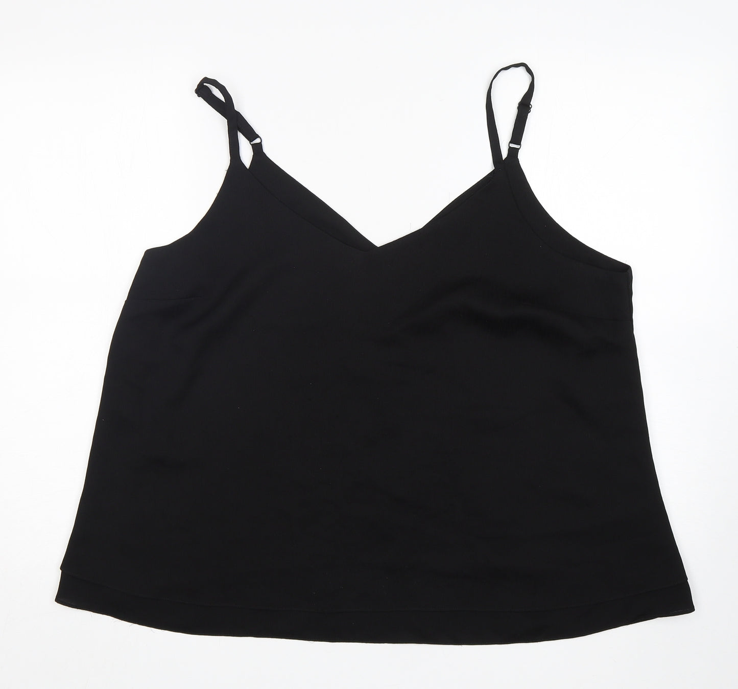 George Womens Black  Polyester Basic Blouse Size 18 V-Neck