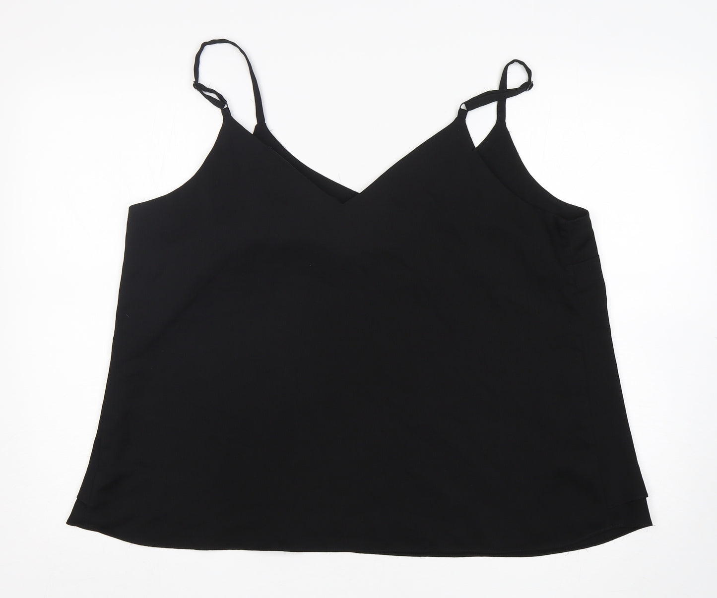George Womens Black  Polyester Basic Blouse Size 18 V-Neck