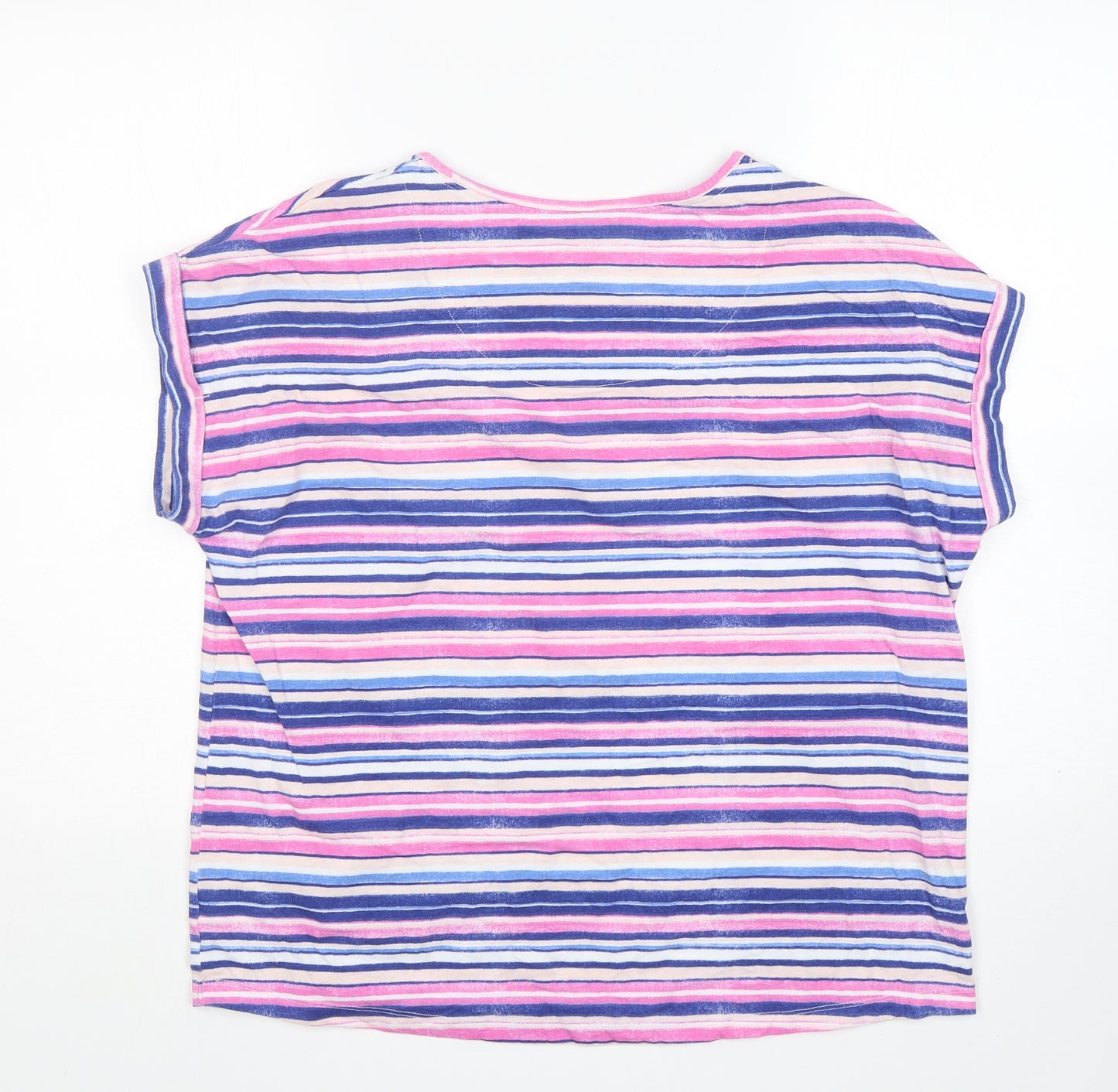 George Womens Multicoloured Striped Cotton Basic T-Shirt Size 16 Round Neck