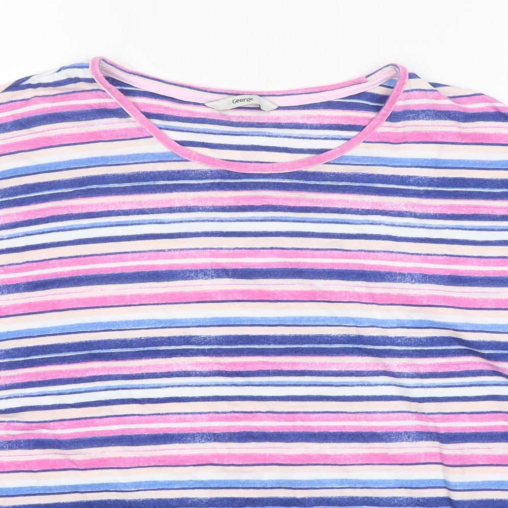 George Womens Multicoloured Striped Cotton Basic T-Shirt Size 16 Round Neck