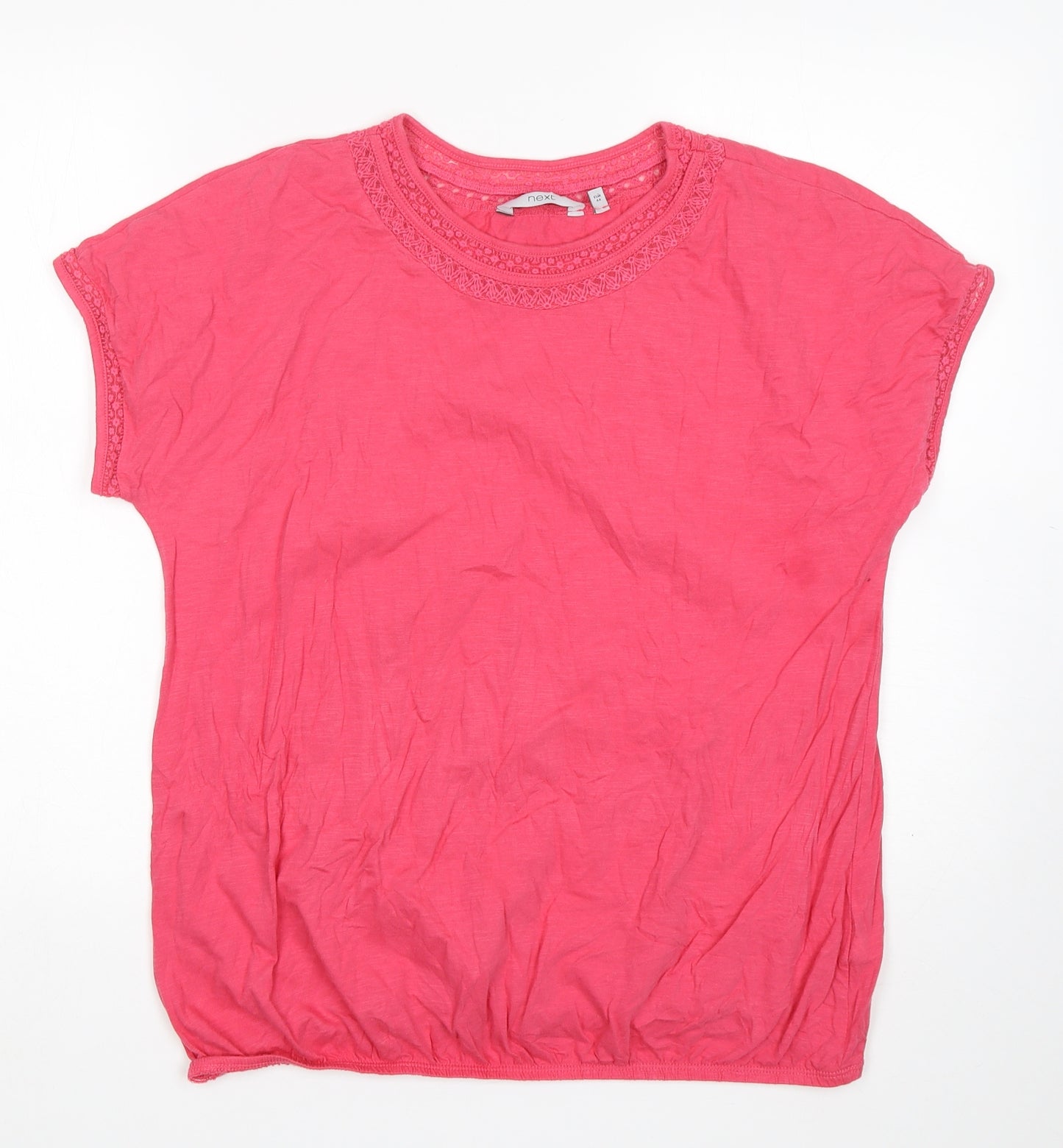 NEXT Womens Pink  Cotton Basic T-Shirt Size 16 Round Neck