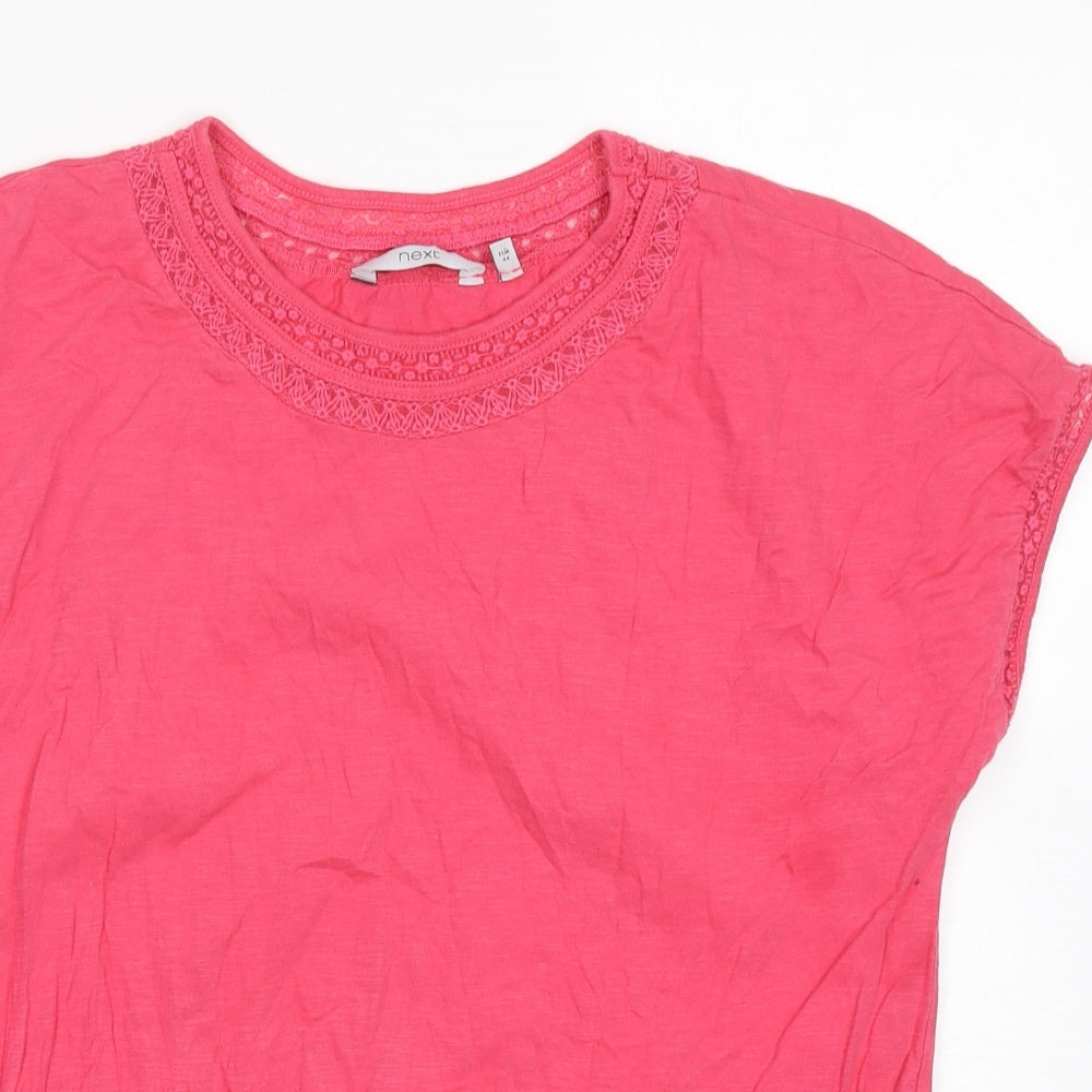 NEXT Womens Pink  Cotton Basic T-Shirt Size 16 Round Neck