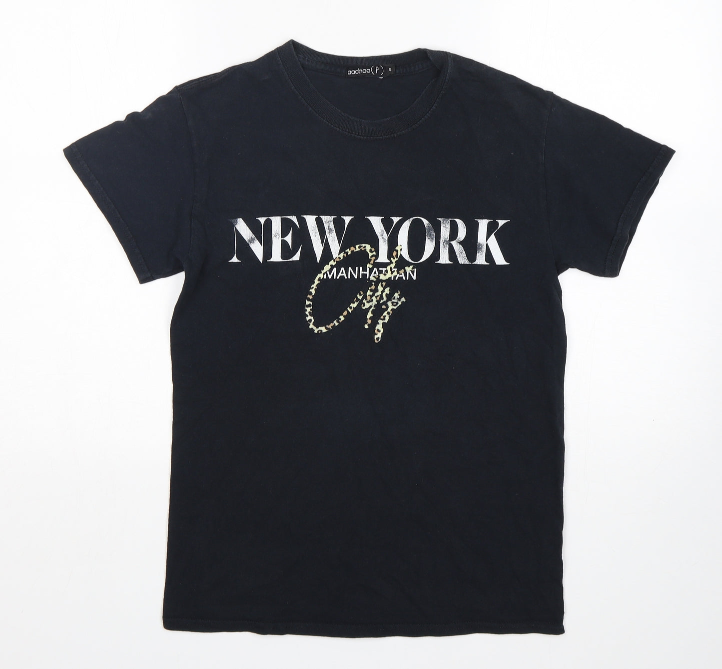 Boohoo Womens Black   Basic T-Shirt Size S Round Neck