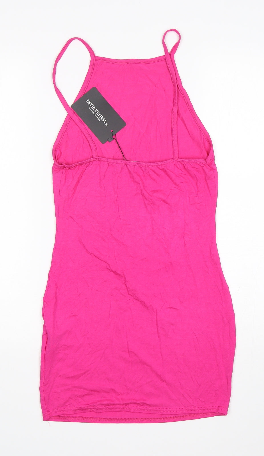 PRETTYLITTLETHING Womens Pink  Viscose Mini  Size 10  Square Neck