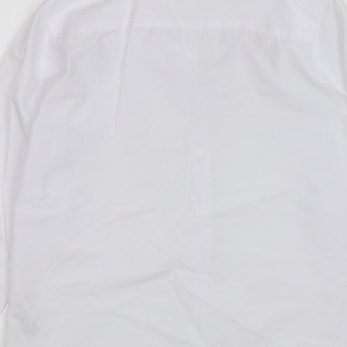 M&S Girls White  Cotton Basic Button-Up Size 9-10 Years Collared