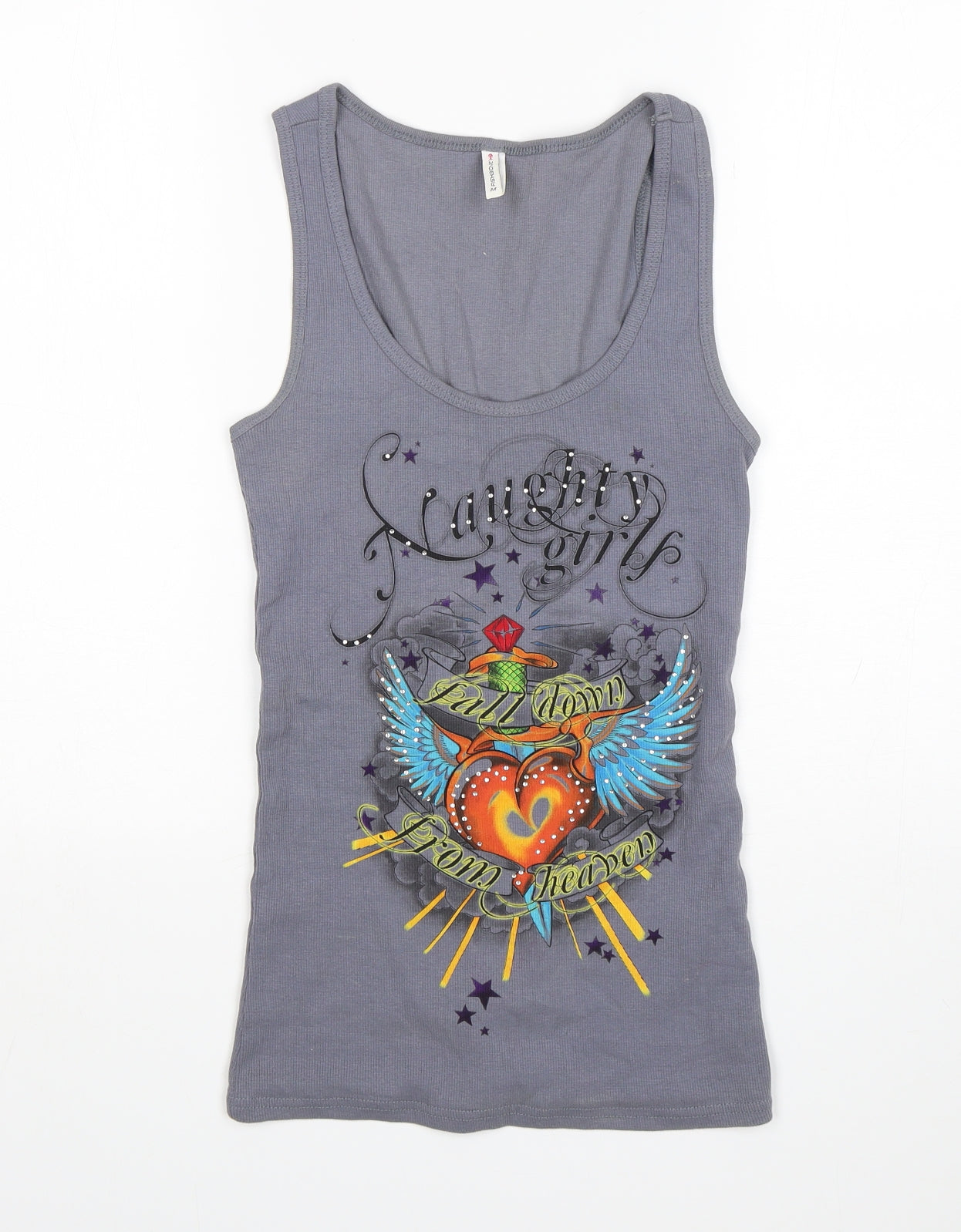 Fishbone Womens Grey  Cotton Basic Tank Size M Round Neck