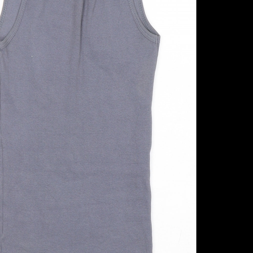 Fishbone Womens Grey  Cotton Basic Tank Size M Round Neck