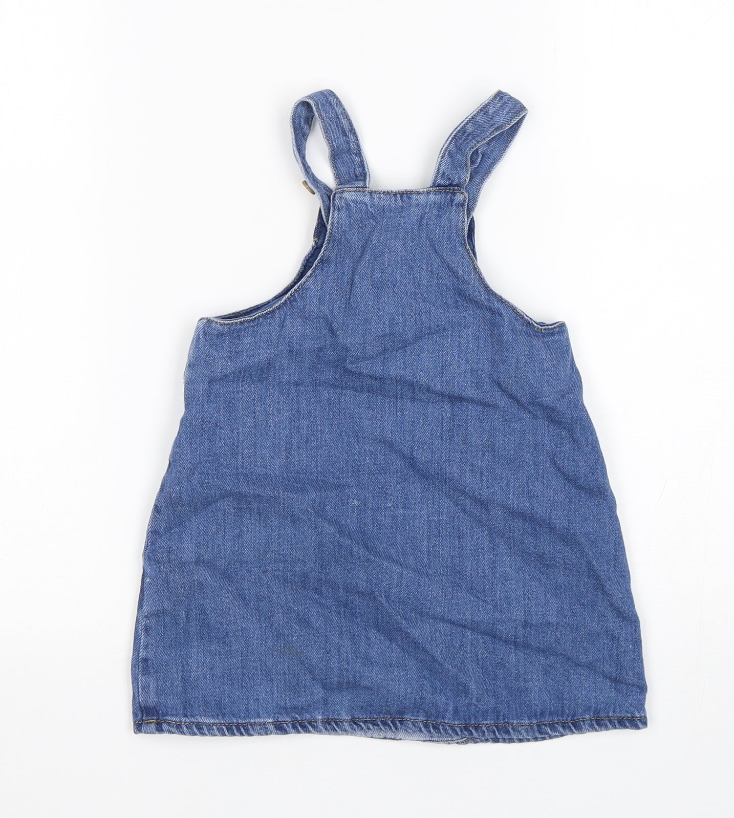 M&S Girls Black  Cotton Pinafore/Dungaree Dress  Size 18-24 Months  Off the Shoulder
