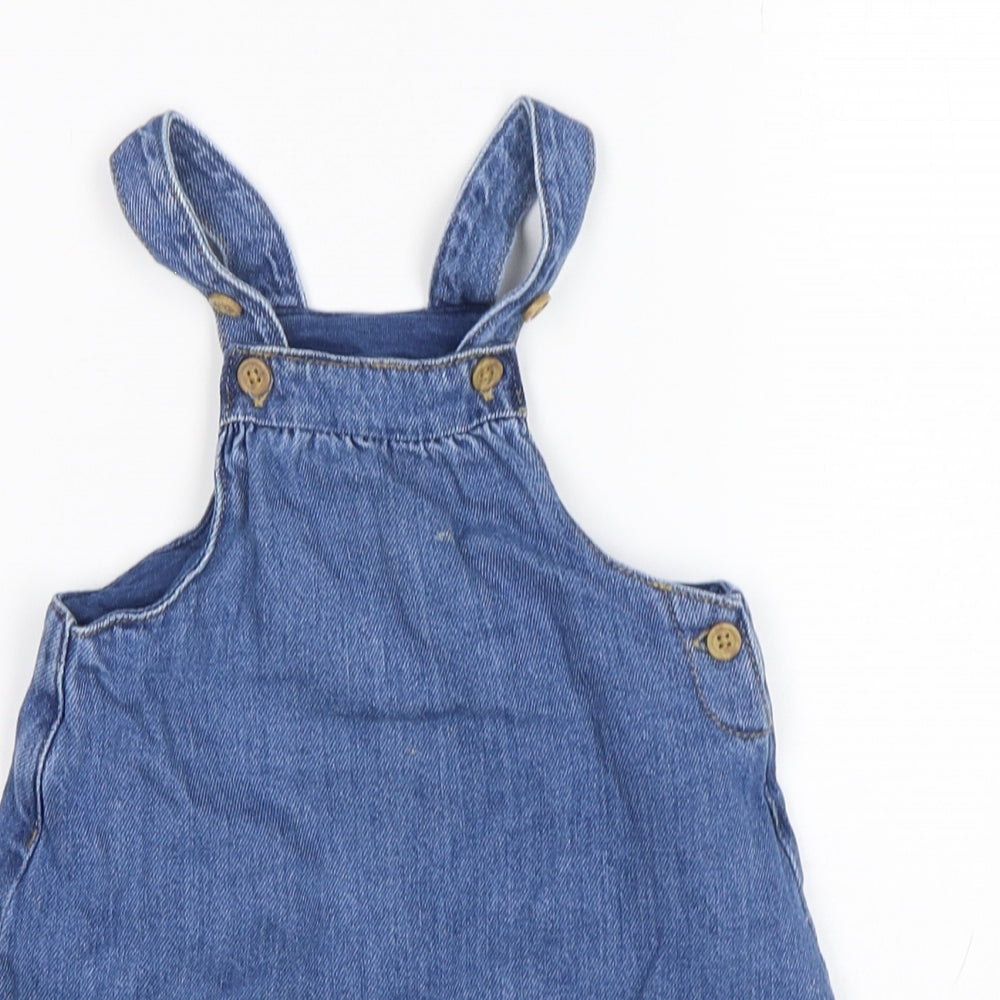 M&S Girls Black  Cotton Pinafore/Dungaree Dress  Size 18-24 Months  Off the Shoulder