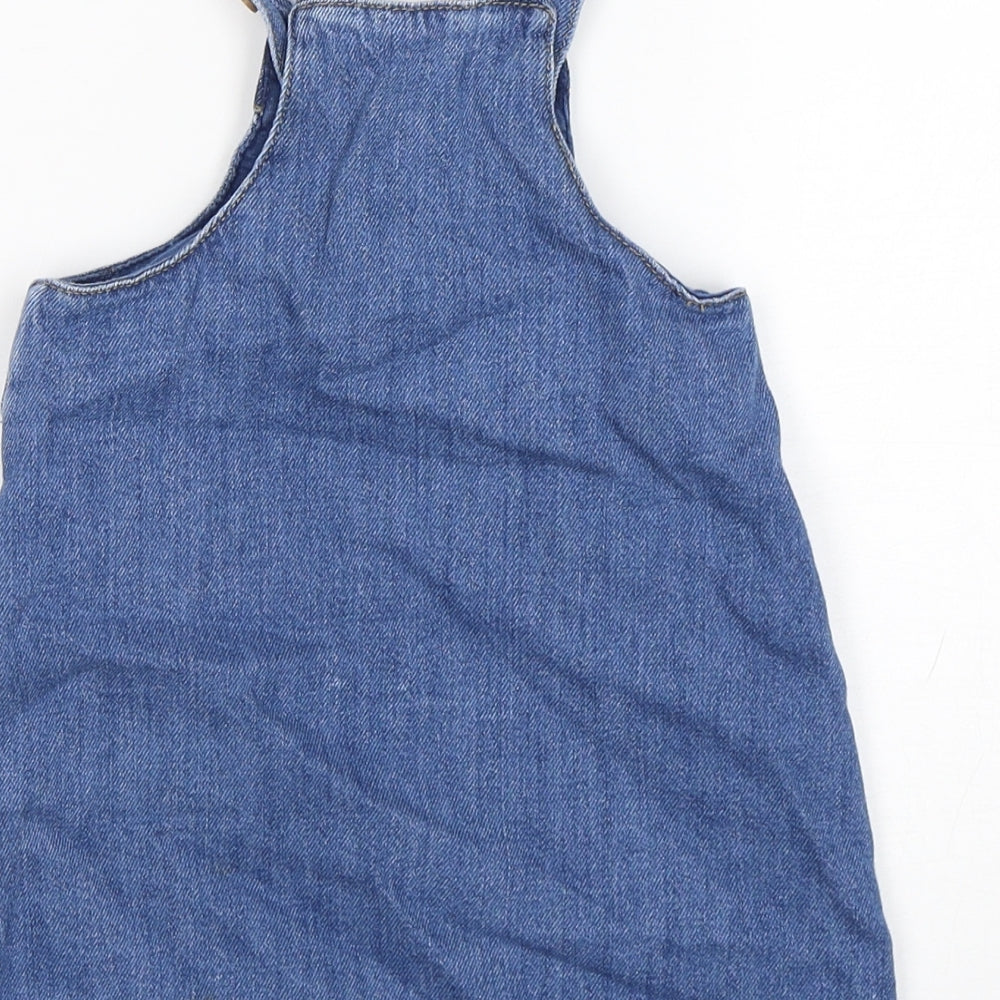 M&S Girls Black  Cotton Pinafore/Dungaree Dress  Size 18-24 Months  Off the Shoulder