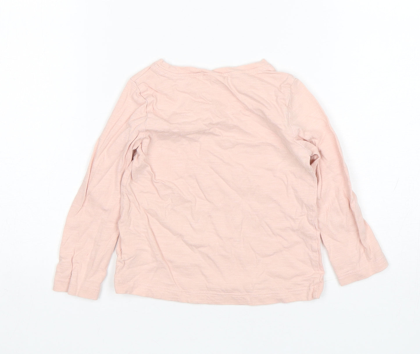 NEXT Girls Pink  Cotton Basic T-Shirt Size 12-18 Months Round Neck