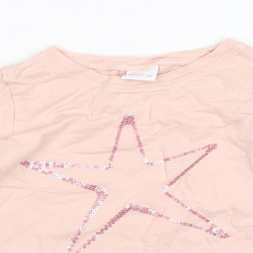 NEXT Girls Pink  Cotton Basic T-Shirt Size 12-18 Months Round Neck