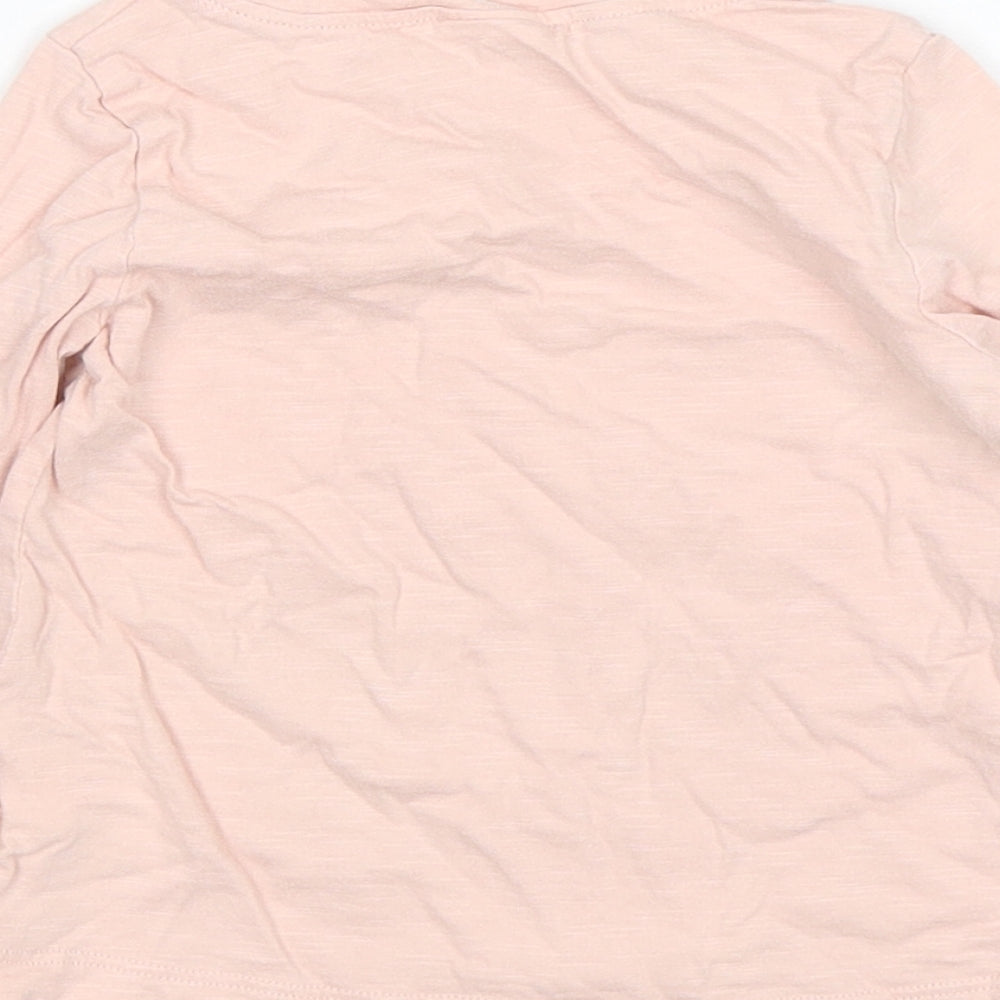 NEXT Girls Pink  Cotton Basic T-Shirt Size 12-18 Months Round Neck