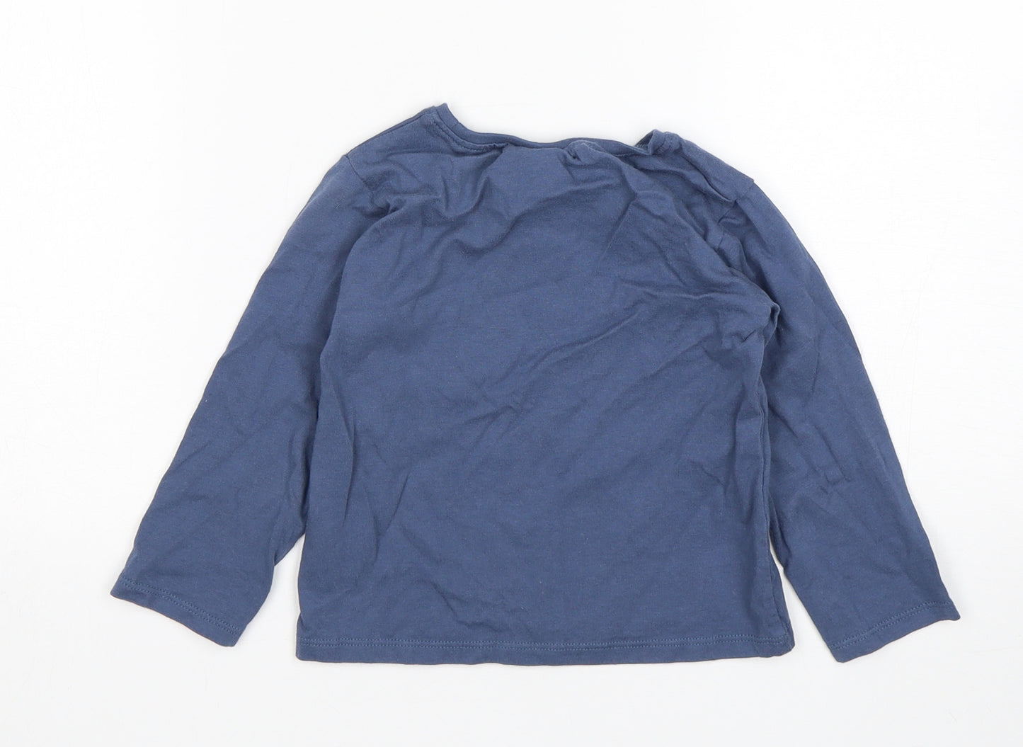 NEXT Girls Blue  Cotton Basic T-Shirt Size 2-3 Years Round Neck