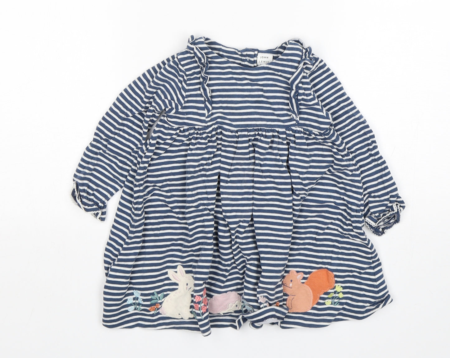 John Lewis Girls Multicoloured Striped Cotton Jumper Dress  Size 18-24 Months  Round Neck