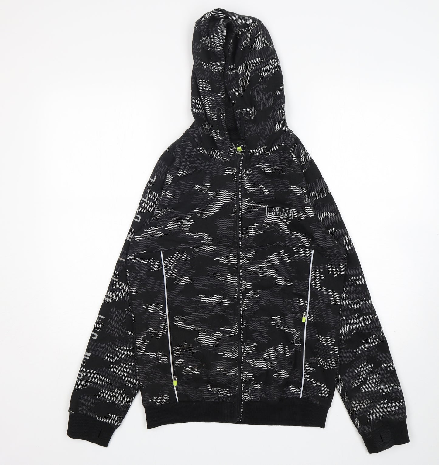 Nutmeg Boys Grey Camouflage Cotton Full Zip Hoodie Size 13-14 Years