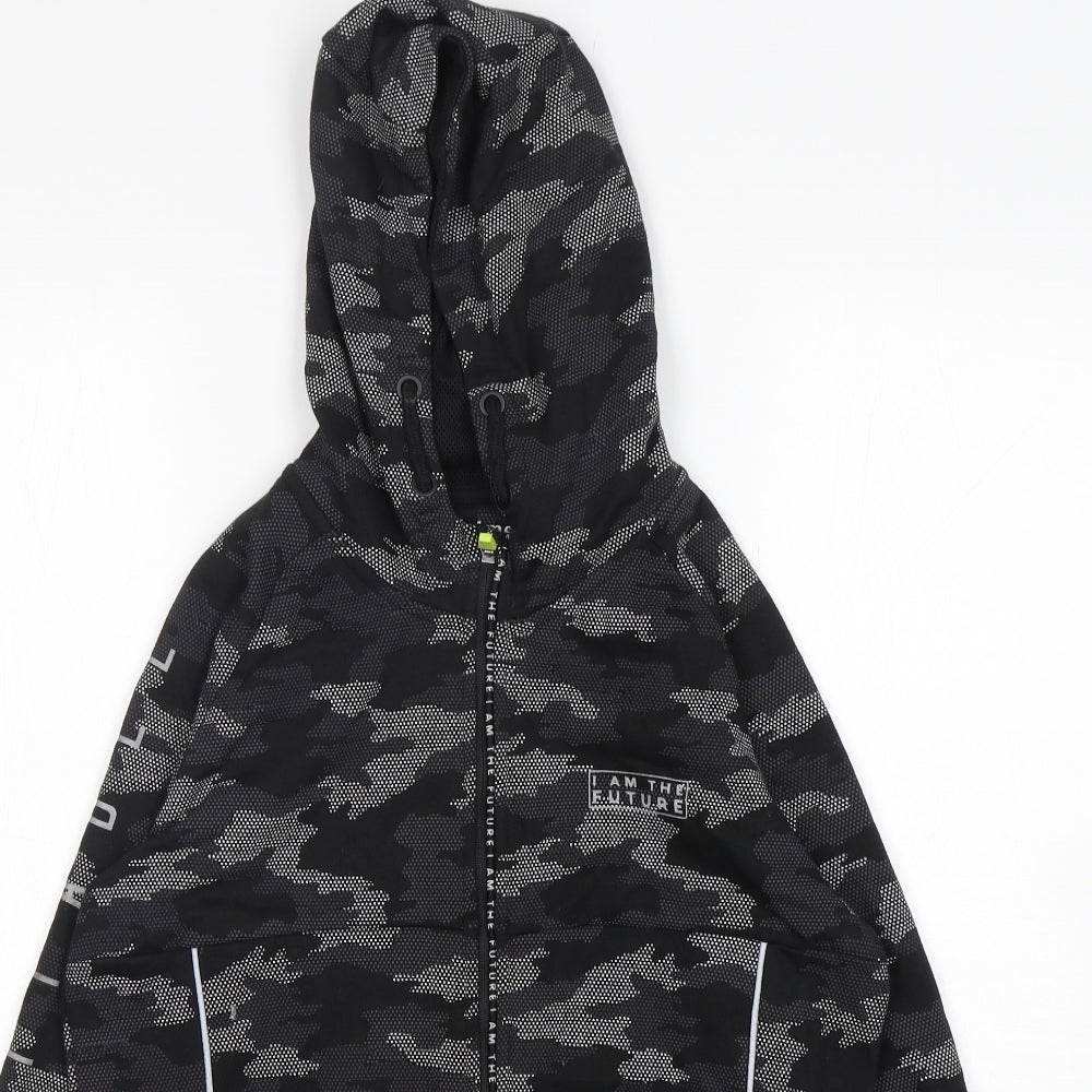 Nutmeg Boys Grey Camouflage Cotton Full Zip Hoodie Size 13-14 Years