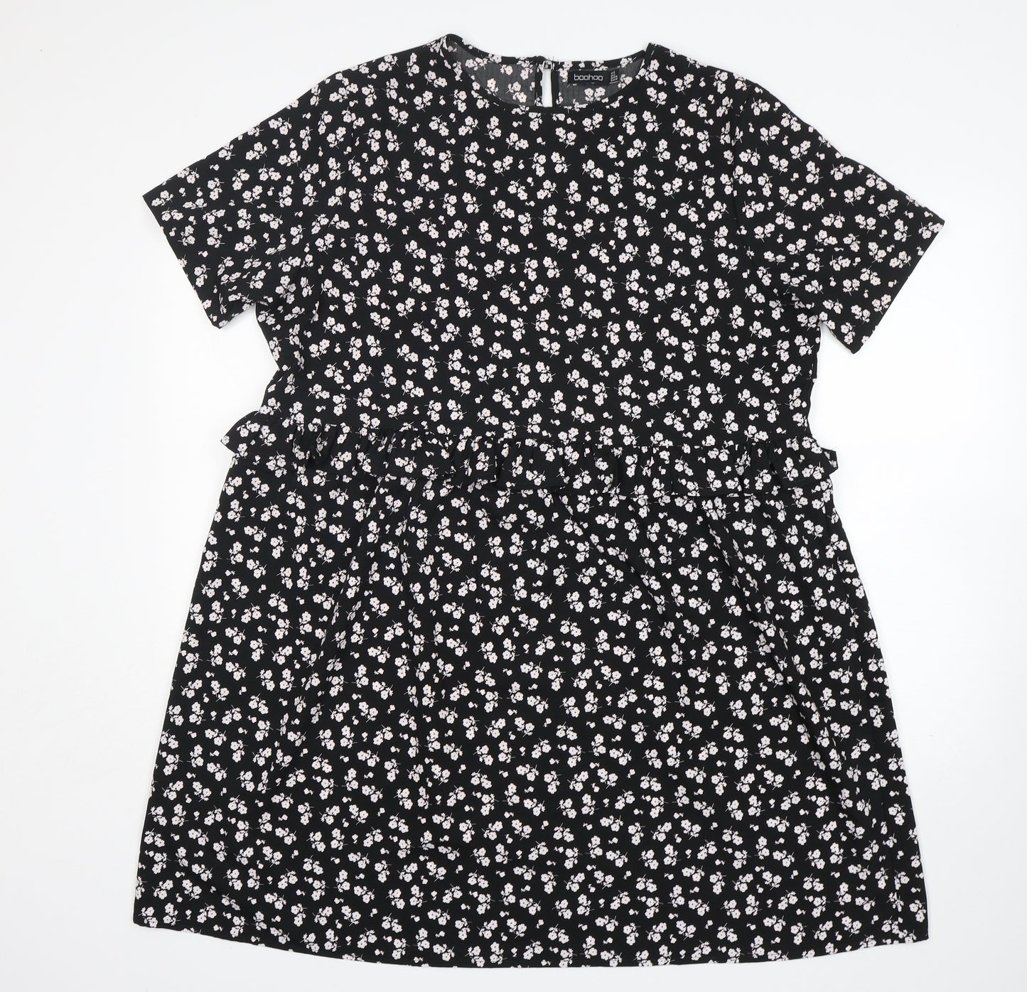 Boohoo Womens Multicoloured Floral Polyester A-Line  Size 16  Round Neck
