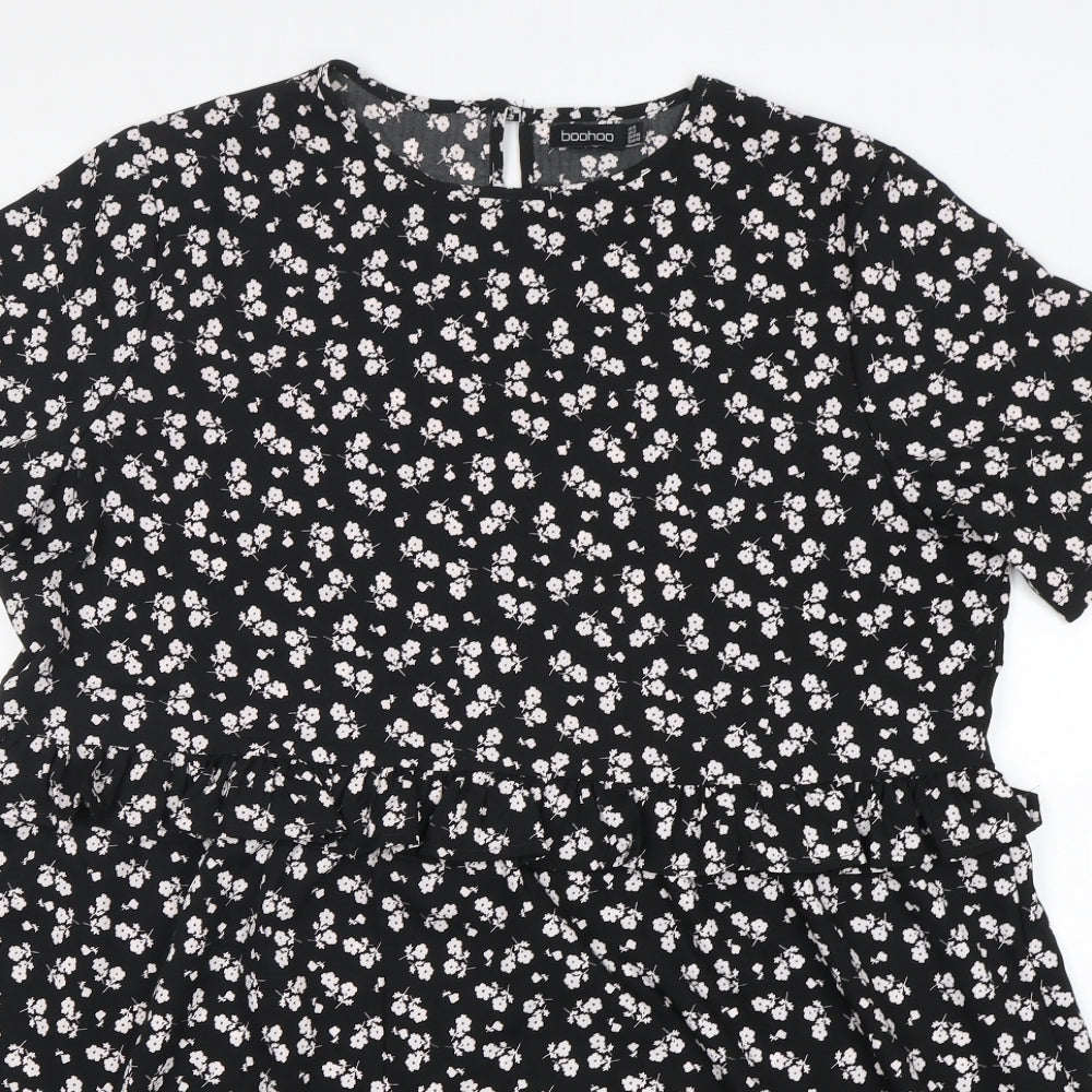 Boohoo Womens Multicoloured Floral Polyester A-Line  Size 16  Round Neck