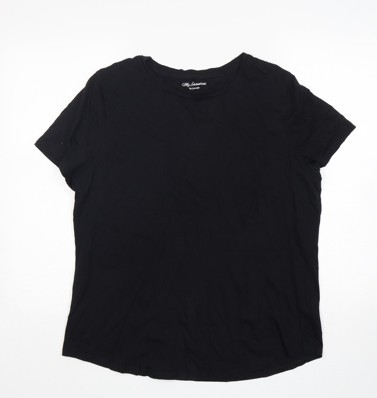 George Womens Black  Cotton Basic T-Shirt Size 18 Round Neck