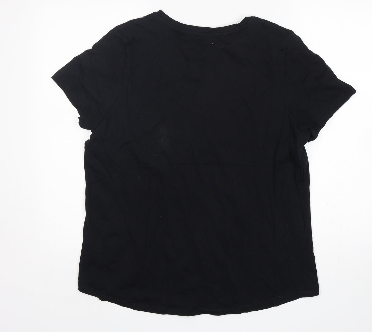 George Womens Black  Cotton Basic T-Shirt Size 18 Round Neck