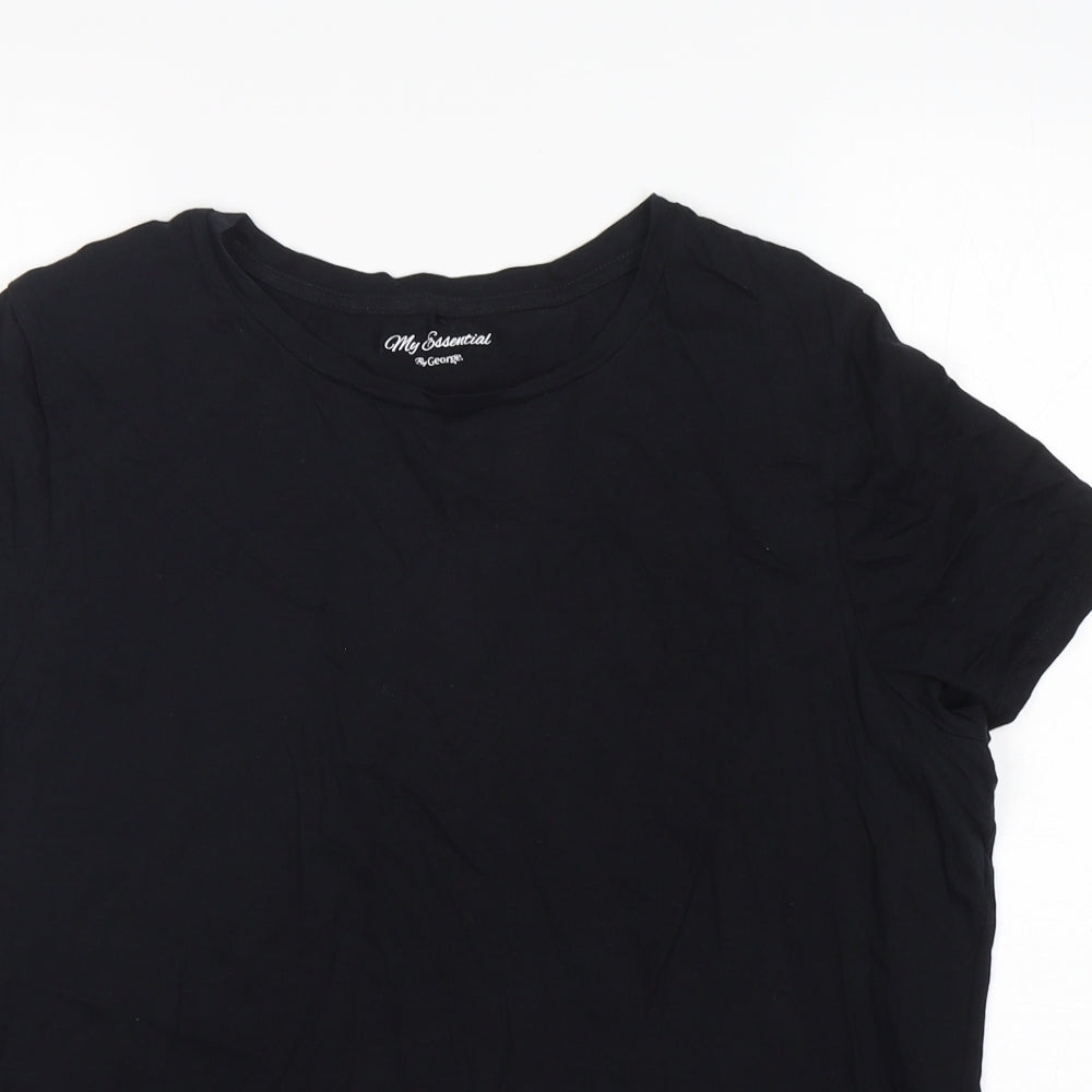 George Womens Black  Cotton Basic T-Shirt Size 18 Round Neck