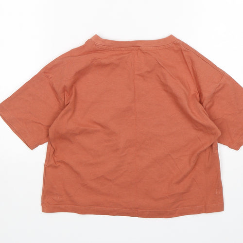 George Girls Brown  Cotton Basic T-Shirt Size 9-10 Years Round Neck