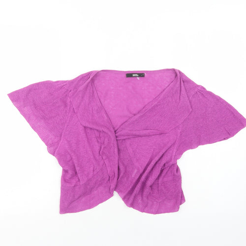 M&S Womens Purple Collared  Linen Shrug Jumper Size 18