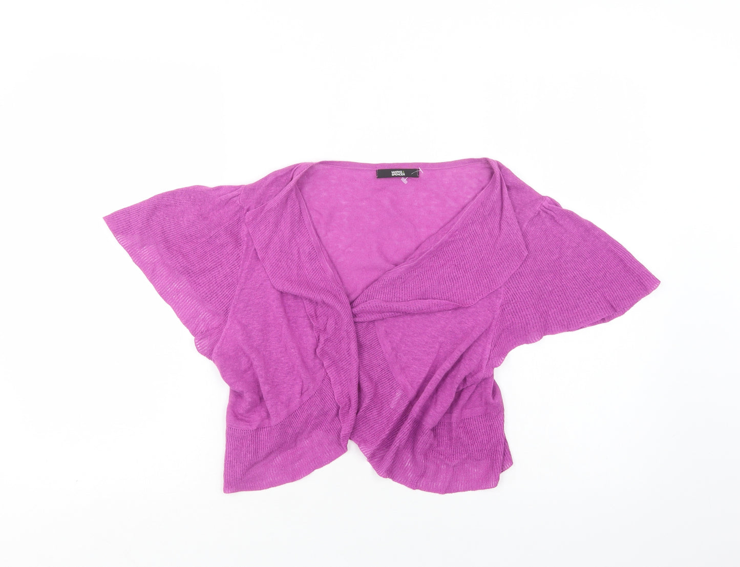 M&S Womens Purple Collared  Linen Shrug Jumper Size 18