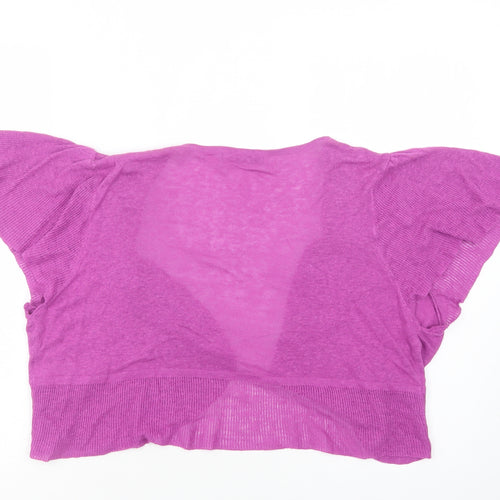 M&S Womens Purple Collared  Linen Shrug Jumper Size 18