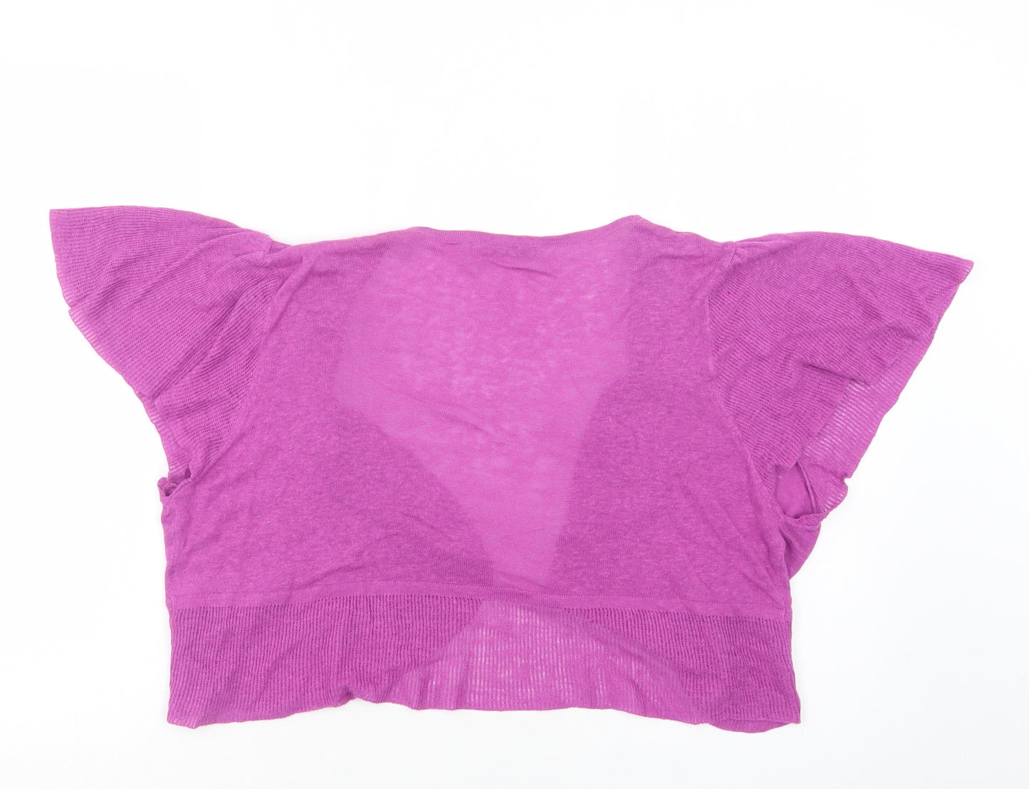 M&S Womens Purple Collared  Linen Shrug Jumper Size 18