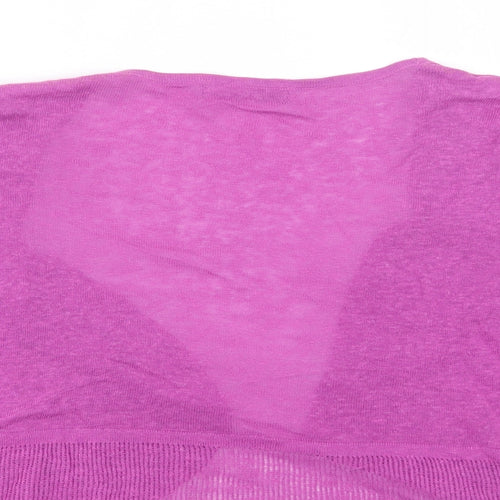 M&S Womens Purple Collared  Linen Shrug Jumper Size 18