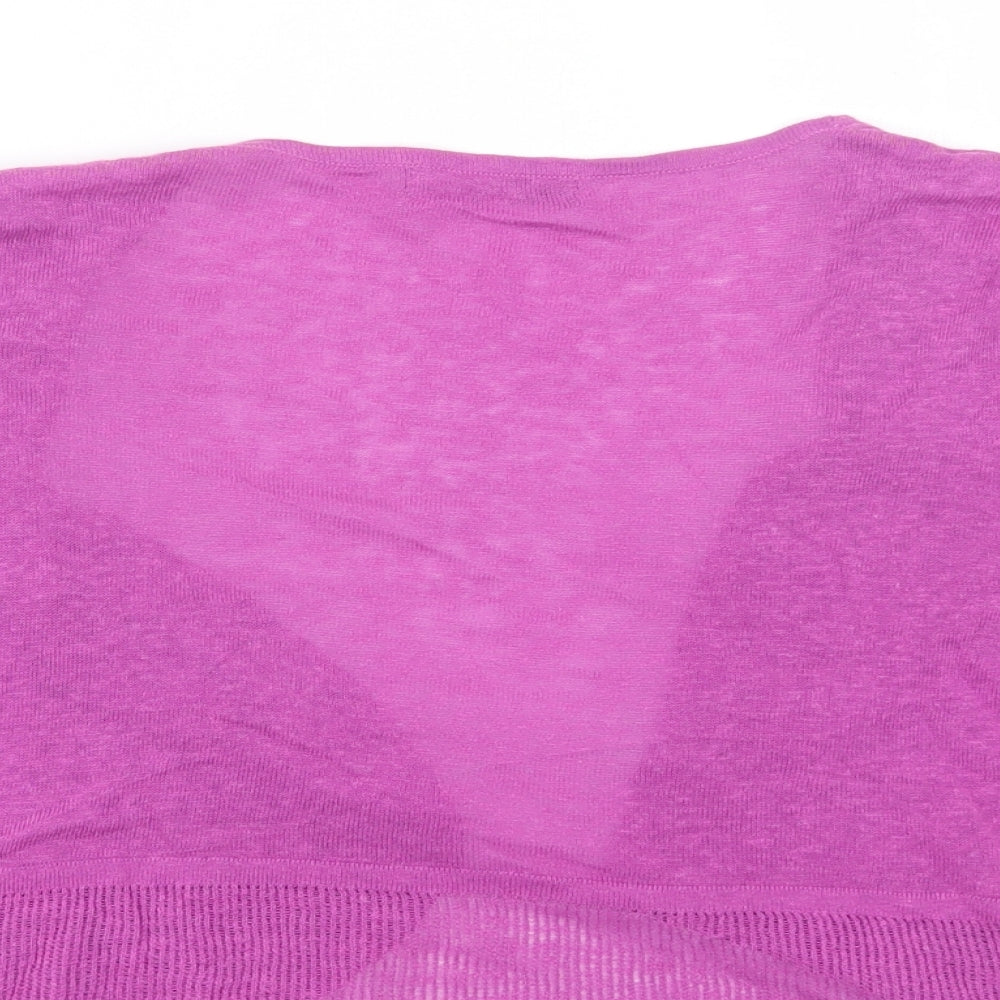 M&S Womens Purple Collared  Linen Shrug Jumper Size 18