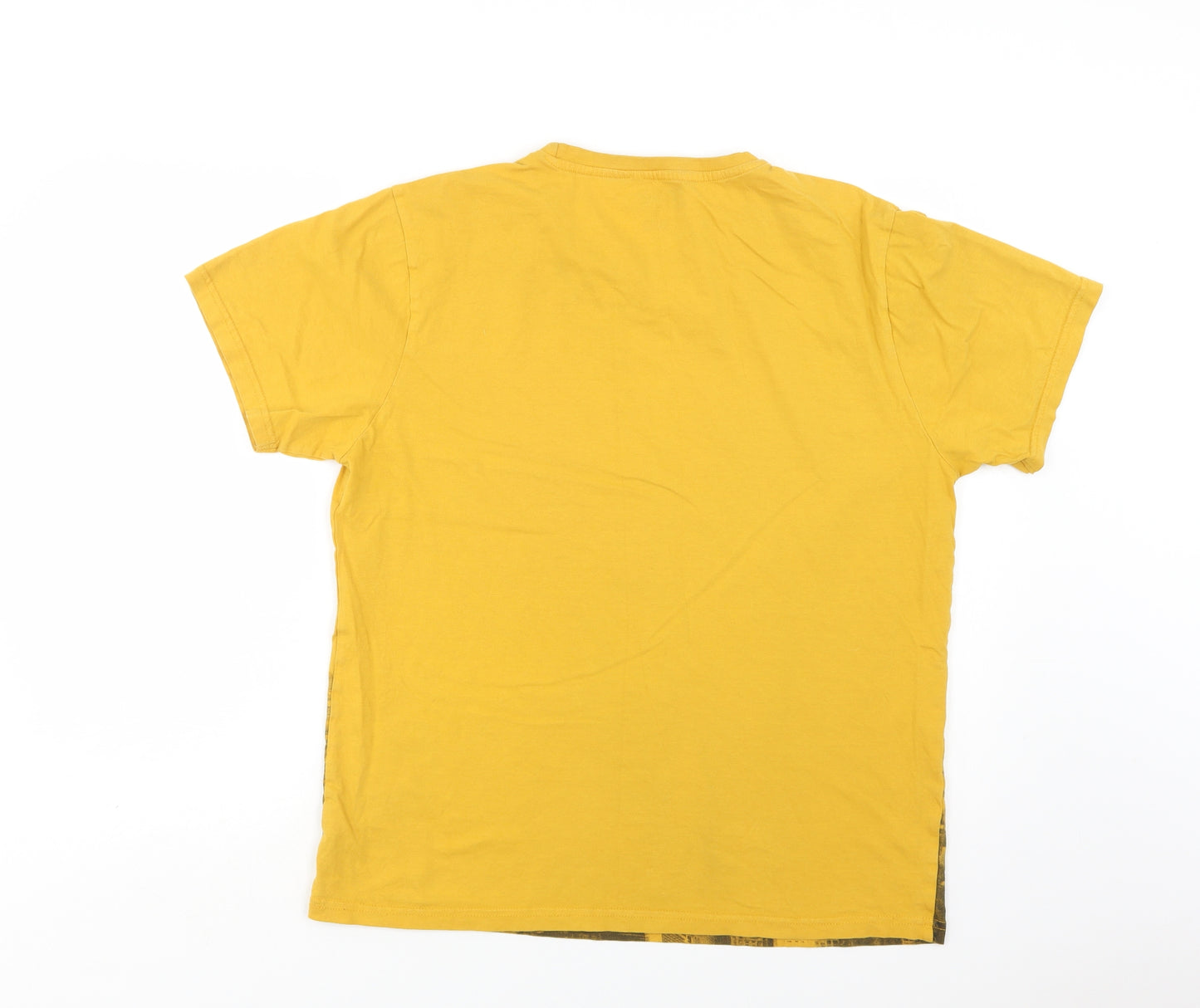 2 Bme Mens Yellow  Cotton  T-Shirt Size L Crew Neck