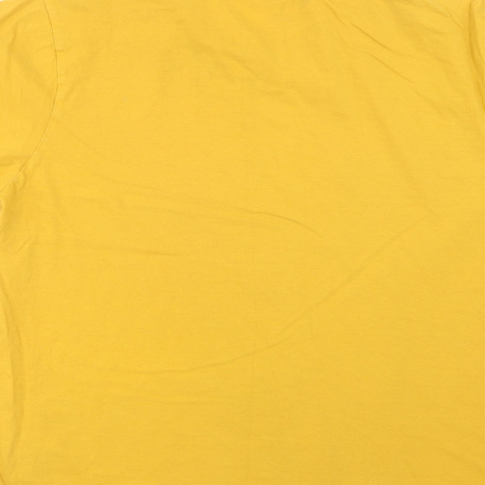 2 Bme Mens Yellow  Cotton  T-Shirt Size L Crew Neck